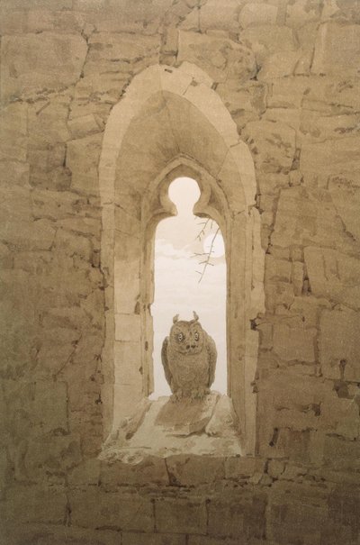 Owl in the Gothic Window Niche by Caspar David Friedrich
